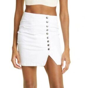 Retrofete Women's Willa Gathered Denim Miniskirt In White. Sz: XL